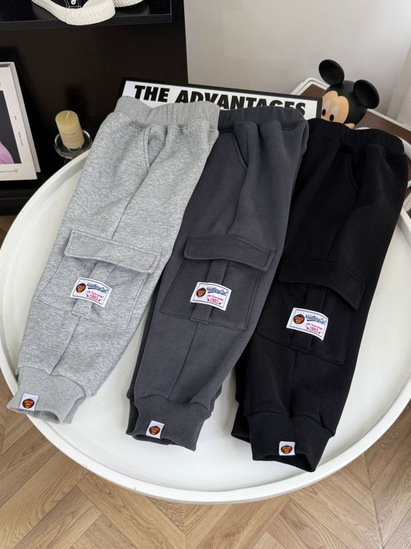 Pantaloni cargo pentru copii - Iarna 2025, Bumbac, Talie medie, Croială lejeră, Vârste 3-8 ani