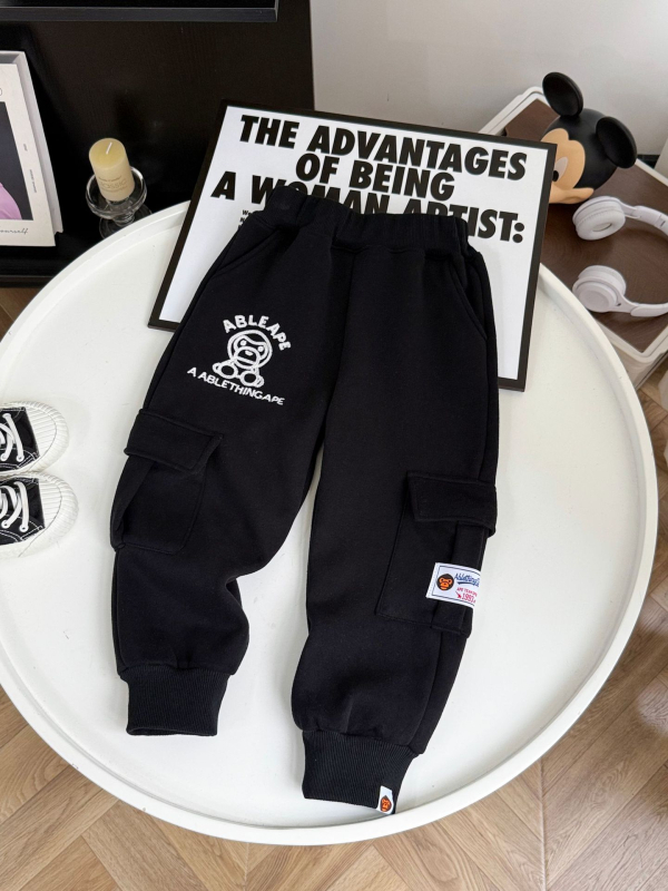 Pantaloni cargo pentru copii - Iarna 2025, Bumbac, Talie medie, Croială lejeră, Vârste 3-8 ani