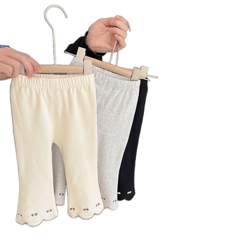 Dječje djevojačke hlače s elastikom i zvonastim krojem, pamuk, dugi, srednji pojas, 81–90% pamuka