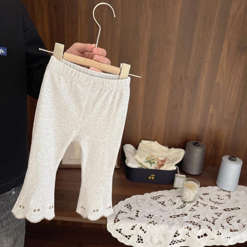 Dječje djevojačke hlače s elastikom i zvonastim krojem, pamuk, dugi, srednji pojas, 81–90% pamuka