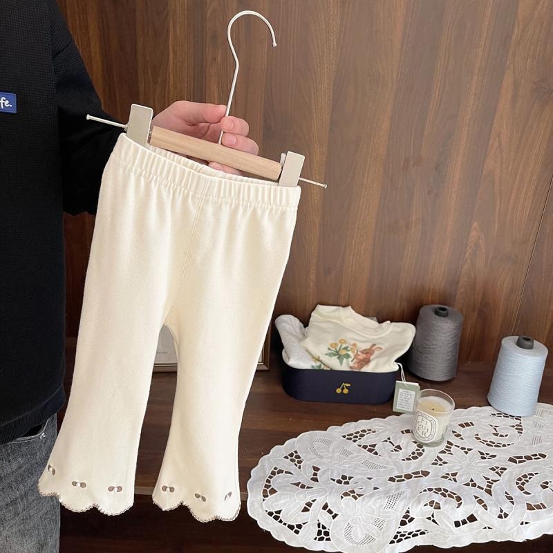 Dječje djevojačke hlače s elastikom i zvonastim krojem, pamuk, dugi, srednji pojas, 81–90% pamuka