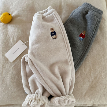 Dječje hlače od flisa, ležernog stila, karikatura uzorak, 100% poliester, srednji pojas