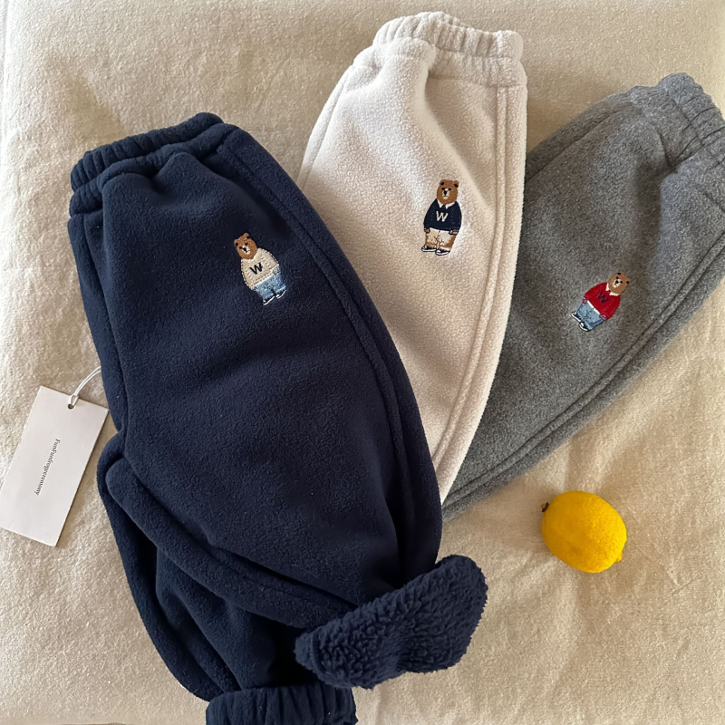 Dječje hlače od flisa, ležernog stila, karikatura uzorak, 100% poliester, srednji pojas