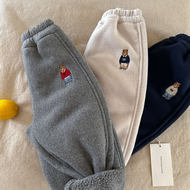 Dječje hlače od flisa, ležernog stila, karikatura uzorak, 100% poliester, srednji pojas