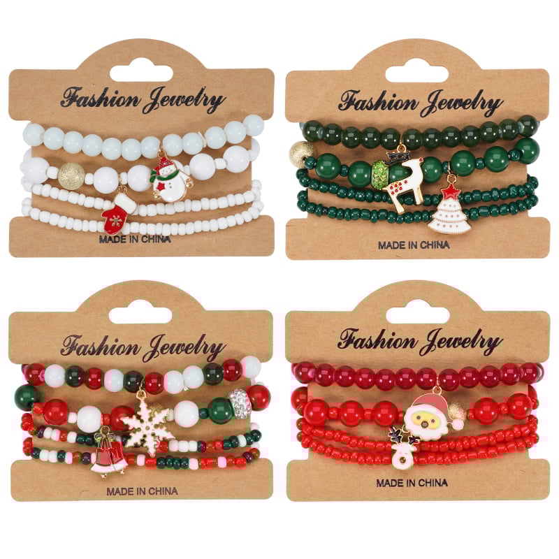 Karácsonyi karkötő rugalmas zsinórral, uniszex, eredeti dizájn; Anyag: Üveg; Eredet: Zhejiang; Tavasz 2024