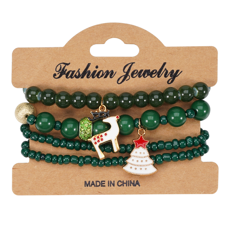 Karácsonyi karkötő rugalmas zsinórral, uniszex, eredeti dizájn; Anyag: Üveg; Eredet: Zhejiang; Tavasz 2024