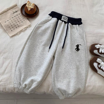 Dječje hlače casual stila, 100% pamuk, srednje visok pojas, uzorak s slovima
