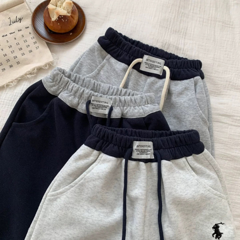 Dječje hlače casual stila, 100% pamuk, srednje visok pojas, uzorak s slovima