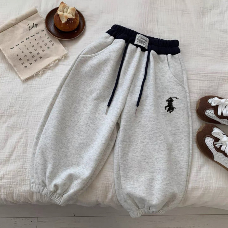 Dječje hlače casual stila, 100% pamuk, srednje visok pojas, uzorak s slovima