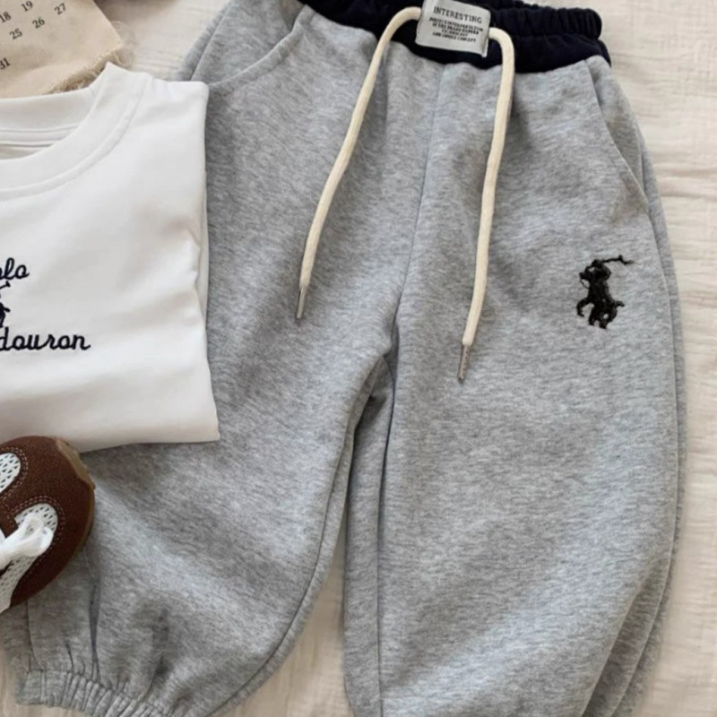 Dječje hlače casual stila, 100% pamuk, srednje visok pojas, uzorak s slovima