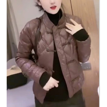 Ženska prešivana jakna s punilom od poliestera i pamuka, Slim Fit, stojeći ovratnik, dugi rukav, jednoredno kopčanje