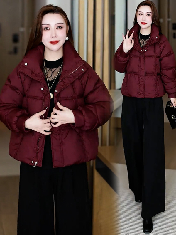 Ženska kratka pamučna jakna s punom, stojeći ovratnik, zatvarač, odvojiva podstava, 81–90% pamuk, vanjski materijal poliester