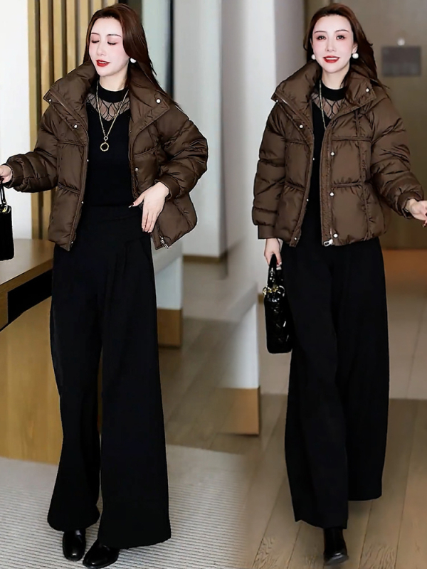 Ženska kratka pamučna jakna s punom, stojeći ovratnik, zatvarač, odvojiva podstava, 81–90% pamuk, vanjski materijal poliester