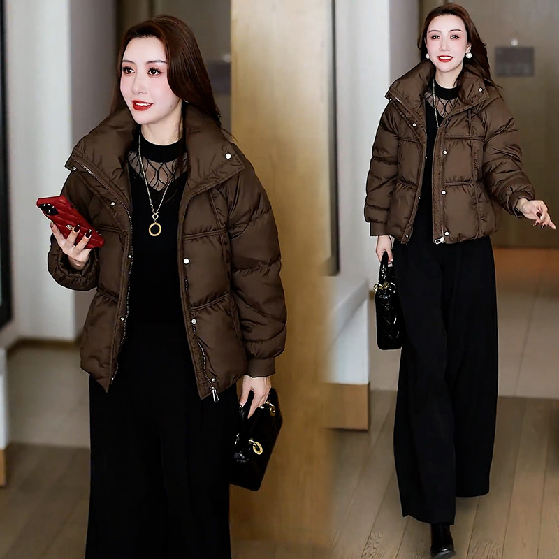 Ženska kratka pamučna jakna s punom, stojeći ovratnik, zatvarač, odvojiva podstava, 81–90% pamuk, vanjski materijal poliester