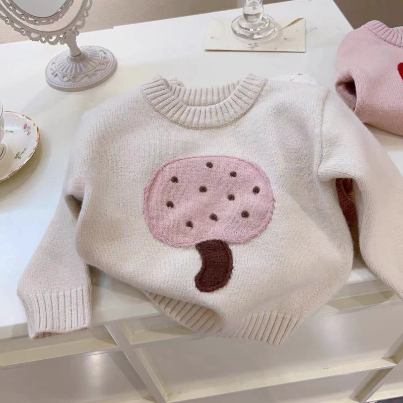 Dječji pulover, 95% pamuk, debeli pleteni, crtani motiv, okrugli ovratnik, dugi rukavi