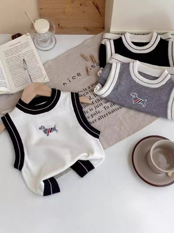 Dječji džemper-vest bez rukava s karikaturama životinja, pamuk 95%, okrugli ovratnik, pulover, ležerni stil