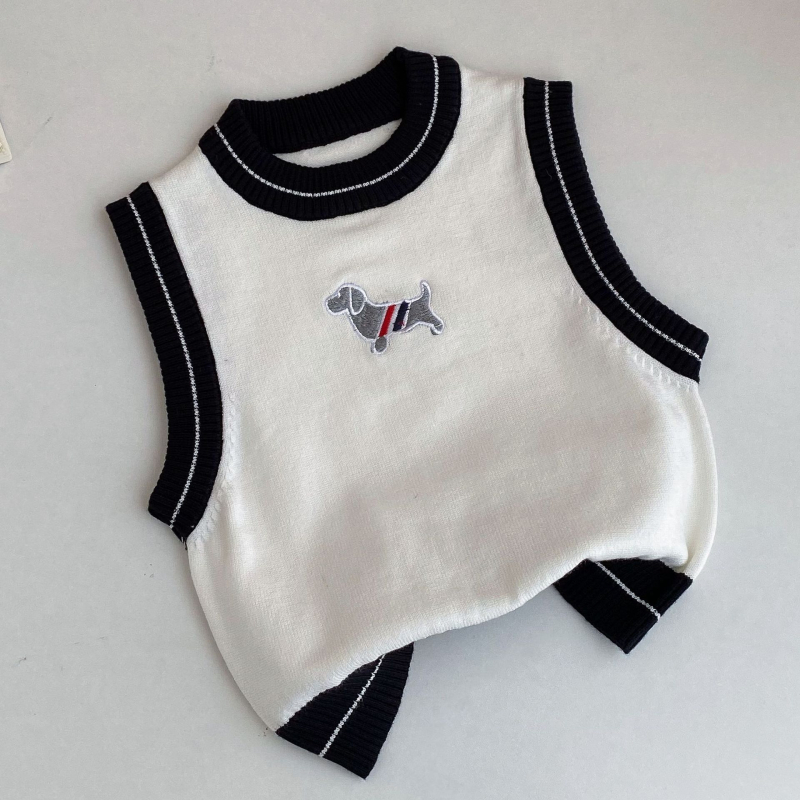 Dječji džemper-vest bez rukava s karikaturama životinja, pamuk 95%, okrugli ovratnik, pulover, ležerni stil