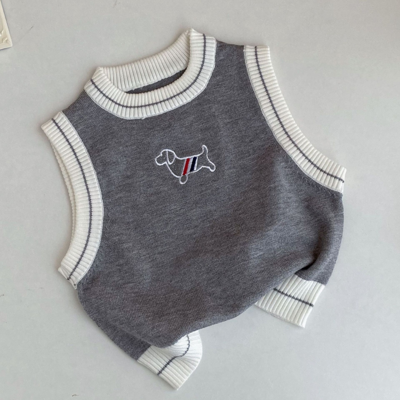 Dječji džemper-vest bez rukava s karikaturama životinja, pamuk 95%, okrugli ovratnik, pulover, ležerni stil