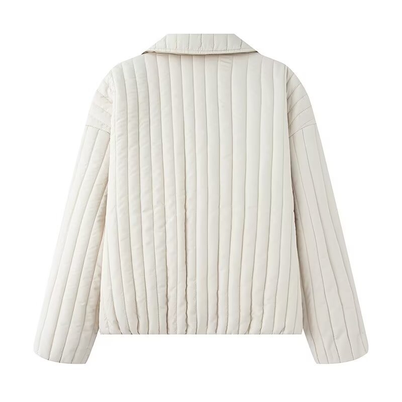 Jachetă căptușită din bumbac, decorațiune cataramă în formă de inimă, umplutură poliester-bumbac, mâneci lungi, primăvara 2025