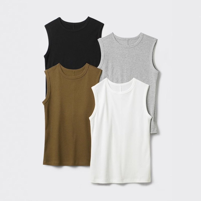 Slim-fit pamučna potkošulja s okruglim izrezom, široke I-oblike naramenice, mikroelastičnost, 90–95% pamuk + <30% spandex, standardna duljina 50–65 cm, ljeto 2025, za odrasle žene