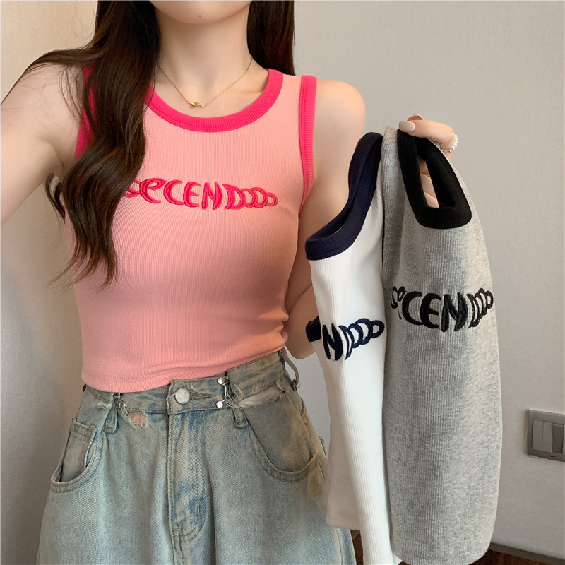 Ženski camisole top s trakama — Poliester | kratka dužina | tekstualni print | Ljeto 2025