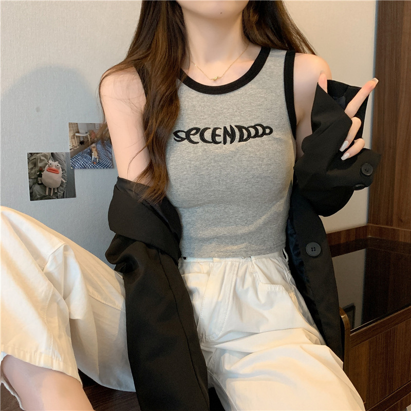 Ženski camisole top s trakama — Poliester | kratka dužina | tekstualni print | Ljeto 2025