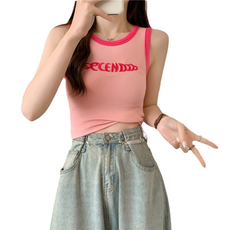Ženski camisole top s trakama — Poliester | kratka dužina | tekstualni print | Ljeto 2025