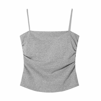 Камизола в корейски стил с презрамка и едно рамо, с подложка за бюст, 90–95% памук, средна плътност на тъканта 181–200 g/m²