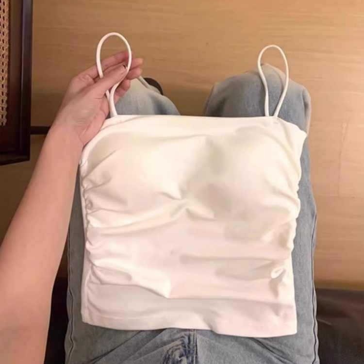 Камизола в корейски стил с презрамка и едно рамо, с подложка за бюст, 90–95% памук, средна плътност на тъканта 181–200 g/m²