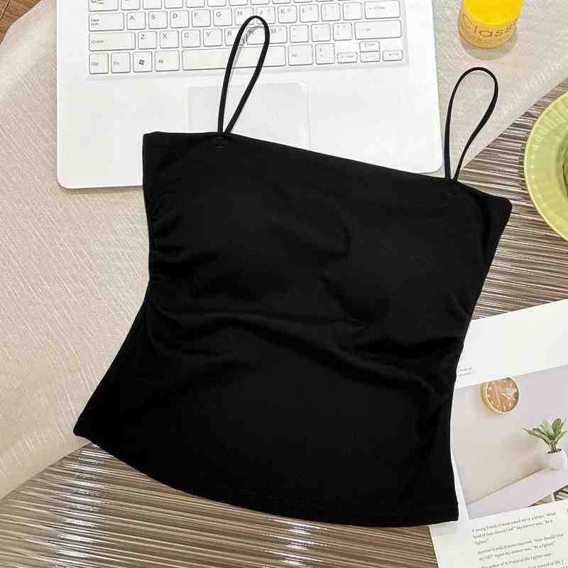 Камизола в корейски стил с презрамка и едно рамо, с подложка за бюст, 90–95% памук, средна плътност на тъканта 181–200 g/m²