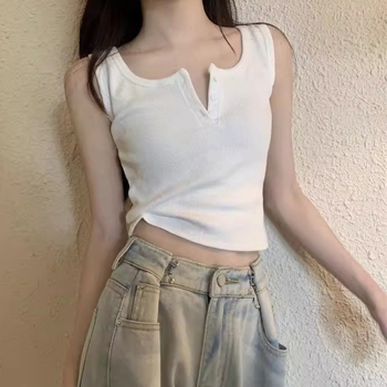 Памучна халтер-гръб танкова горнище с фиксирани чашки, V-образно деколте, целогодишна употреба, 90–95% памук, 181–200 g/m²