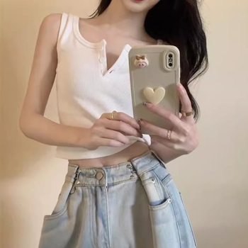 Памучна халтер-гръб танкова горнище с фиксирани чашки, V-образно деколте, целогодишна употреба, 90–95% памук, 181–200 g/m²