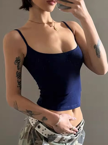 Camisole top od nylona i spandeksa, uski kroj, kratka duljina, osnovni stil, elastični materijal