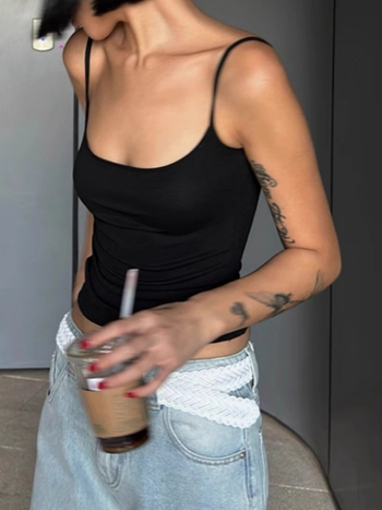 Camisole top od nylona i spandeksa, uski kroj, kratka duljina, osnovni stil, elastični materijal