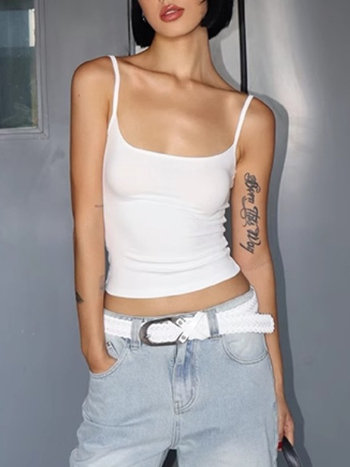 Camisole top od nylona i spandeksa, uski kroj, kratka duljina, osnovni stil, elastični materijal