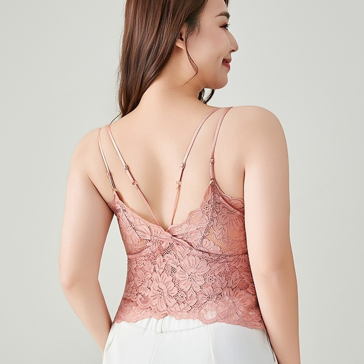 Kamisolė su V iškirpte, nėriniai ir siuvinėjimas, nailono audinys, vidutinio ilgio