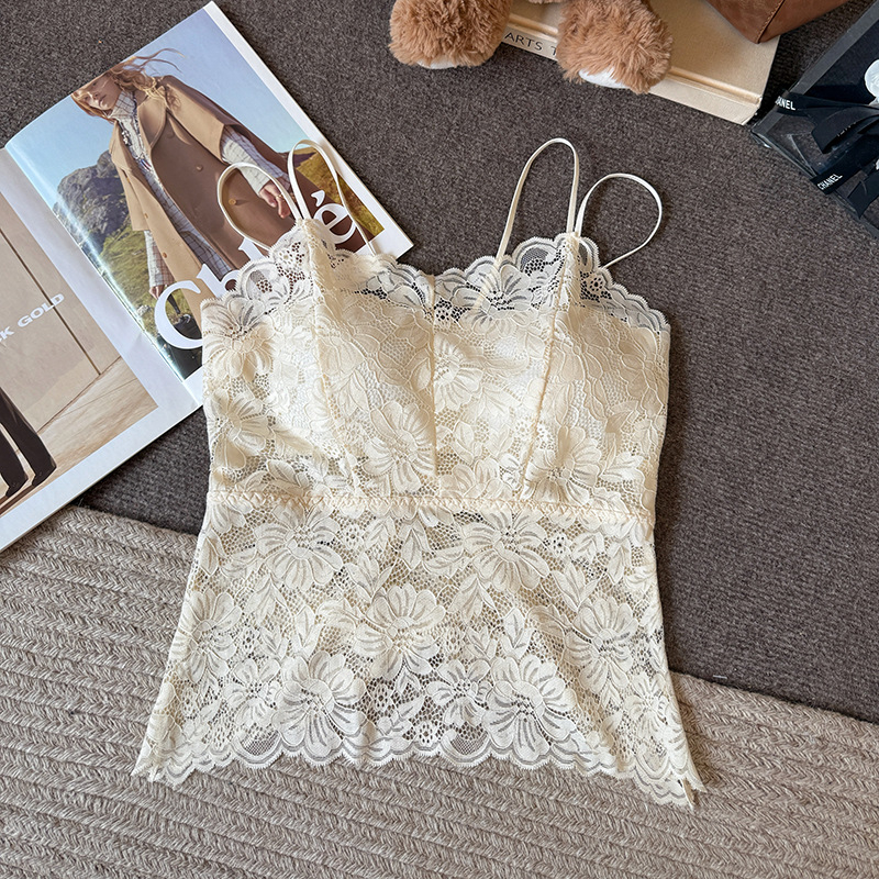 Kamisolė su V iškirpte, nėriniai ir siuvinėjimas, nailono audinys, vidutinio ilgio