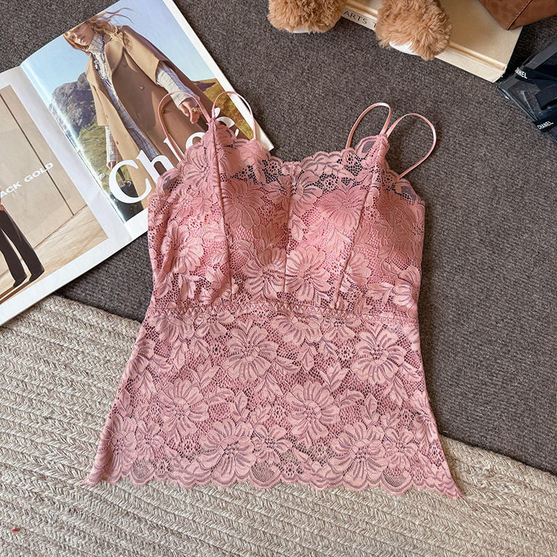 Kamisolė su V iškirpte, nėriniai ir siuvinėjimas, nailono audinys, vidutinio ilgio