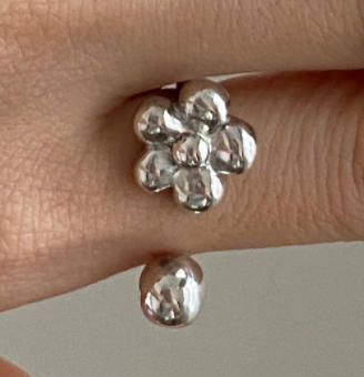 Prsten od srebra 925 s cvjetnim dizajnom, polirani završetak, INS stil, za žene