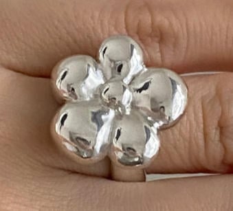 Prsten od srebra 925 s cvjetnim dizajnom, polirani završetak, INS stil, za žene