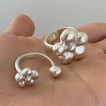 Prsten od srebra 925 s cvjetnim dizajnom, polirani završetak, INS stil, za žene
