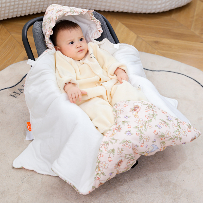 Zavinjača za bebe s kapulom - jesen-zima, debela pamuk s sintetičkom punom, za novorođenčad, uzorci: životinje/crtani/cvijeće