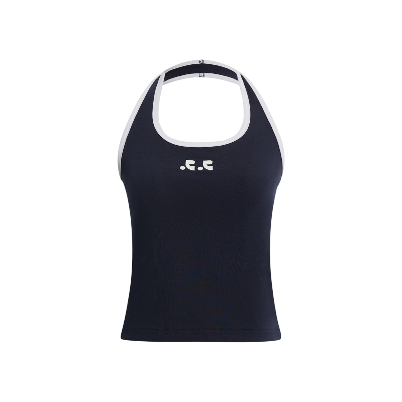 Moterų halterio kaklo top be rankovių, siauras siluetas, trumpas ilgis, Korejos–Japonijos laisvalaikio stilius, vasara 2025