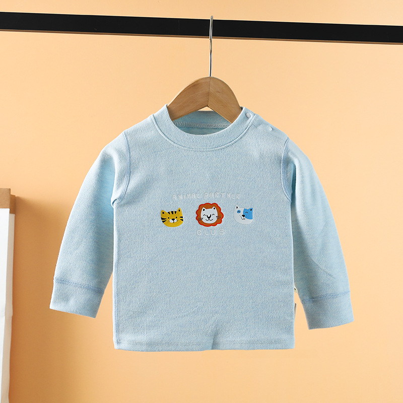 Bērnu bezšuvju kokvilnas rudens tops ar apaļu kaklu, bez kapuces, 95% kokvilna, vecums 1–3 gadi