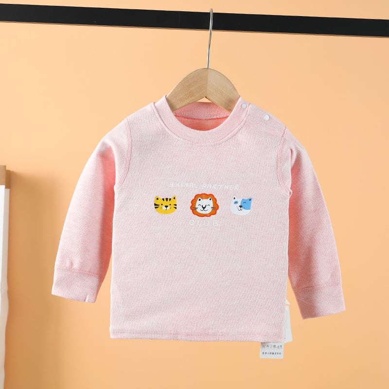 Bērnu bezšuvju kokvilnas rudens tops ar apaļu kaklu, bez kapuces, 95% kokvilna, vecums 1–3 gadi