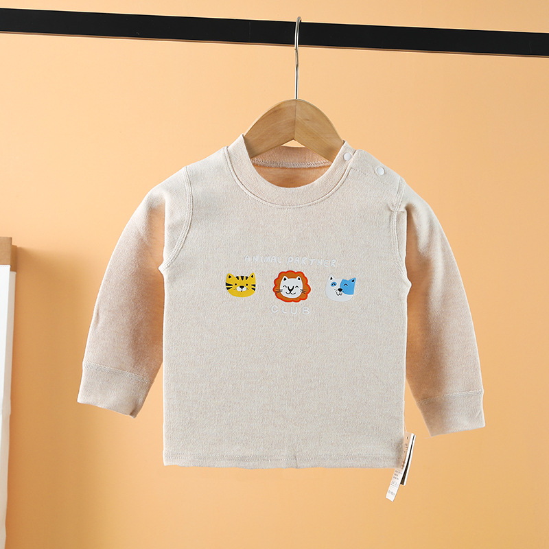 Bērnu bezšuvju kokvilnas rudens tops ar apaļu kaklu, bez kapuces, 95% kokvilna, vecums 1–3 gadi