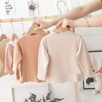 Детски дълъг ръкав топ, унисекс, K-стил, есен 2024 (Полиестер 90–95% Derong; дълги ръкави; яка с една линия; за деца 3–8 г; солиден модел)