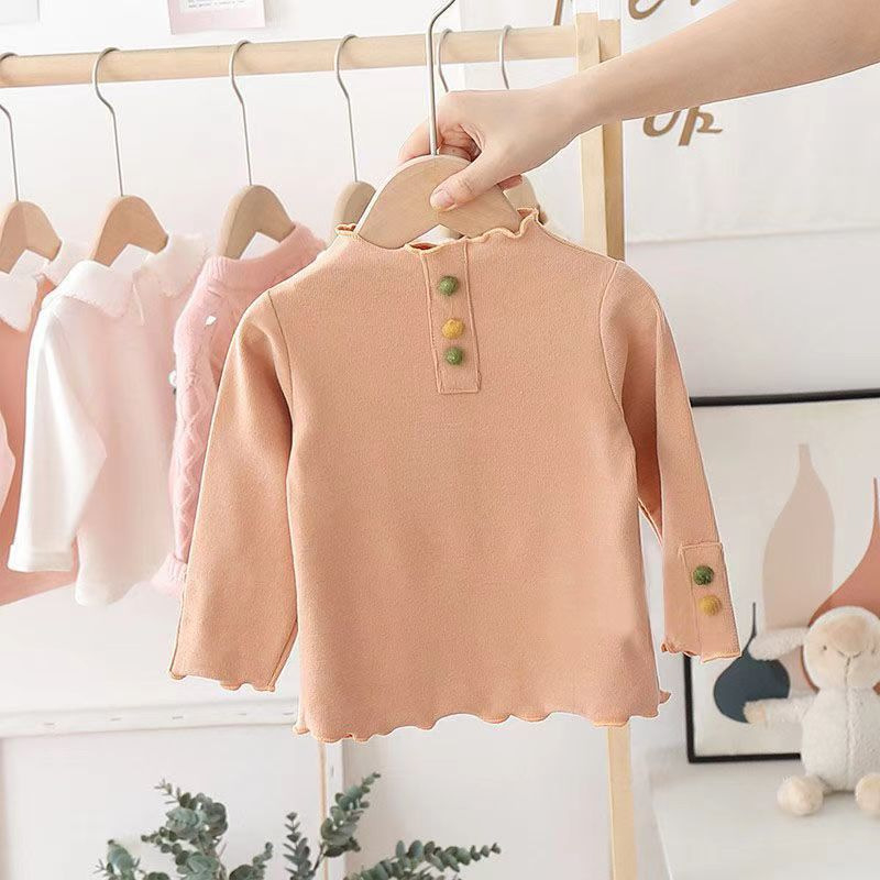 Детски дълъг ръкав топ, унисекс, K-стил, есен 2024 (Полиестер 90–95% Derong; дълги ръкави; яка с една линия; за деца 3–8 г; солиден модел)