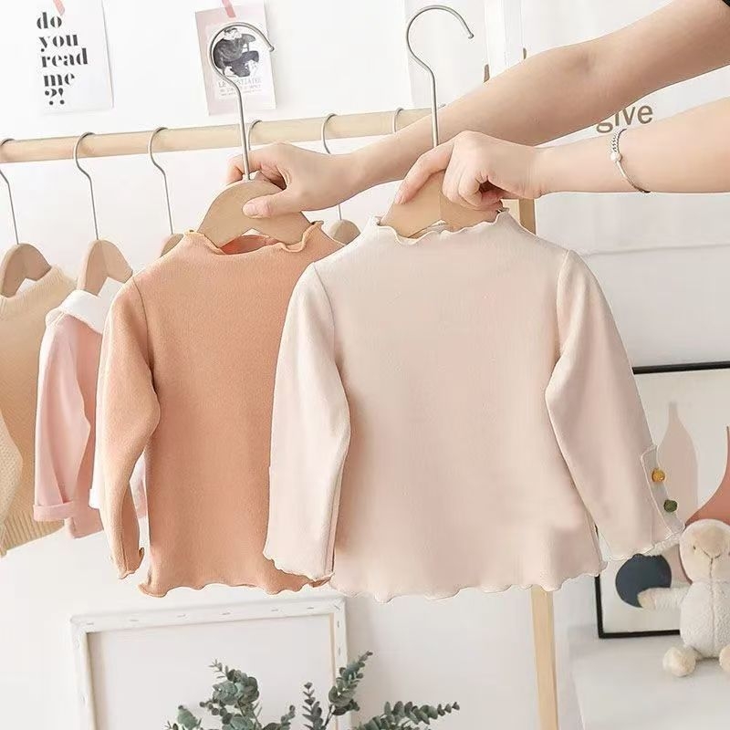 Детски дълъг ръкав топ, унисекс, K-стил, есен 2024 (Полиестер 90–95% Derong; дълги ръкави; яка с една линия; за деца 3–8 г; солиден модел)