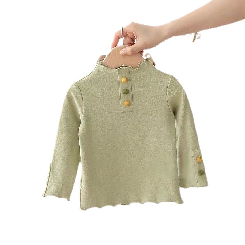 Детски дълъг ръкав топ, унисекс, K-стил, есен 2024 (Полиестер 90–95% Derong; дълги ръкави; яка с една линия; за деца 3–8 г; солиден модел)